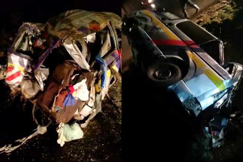 Collage photo of a road accident at Sanchangwan along Nakuru-Eldoret highway.